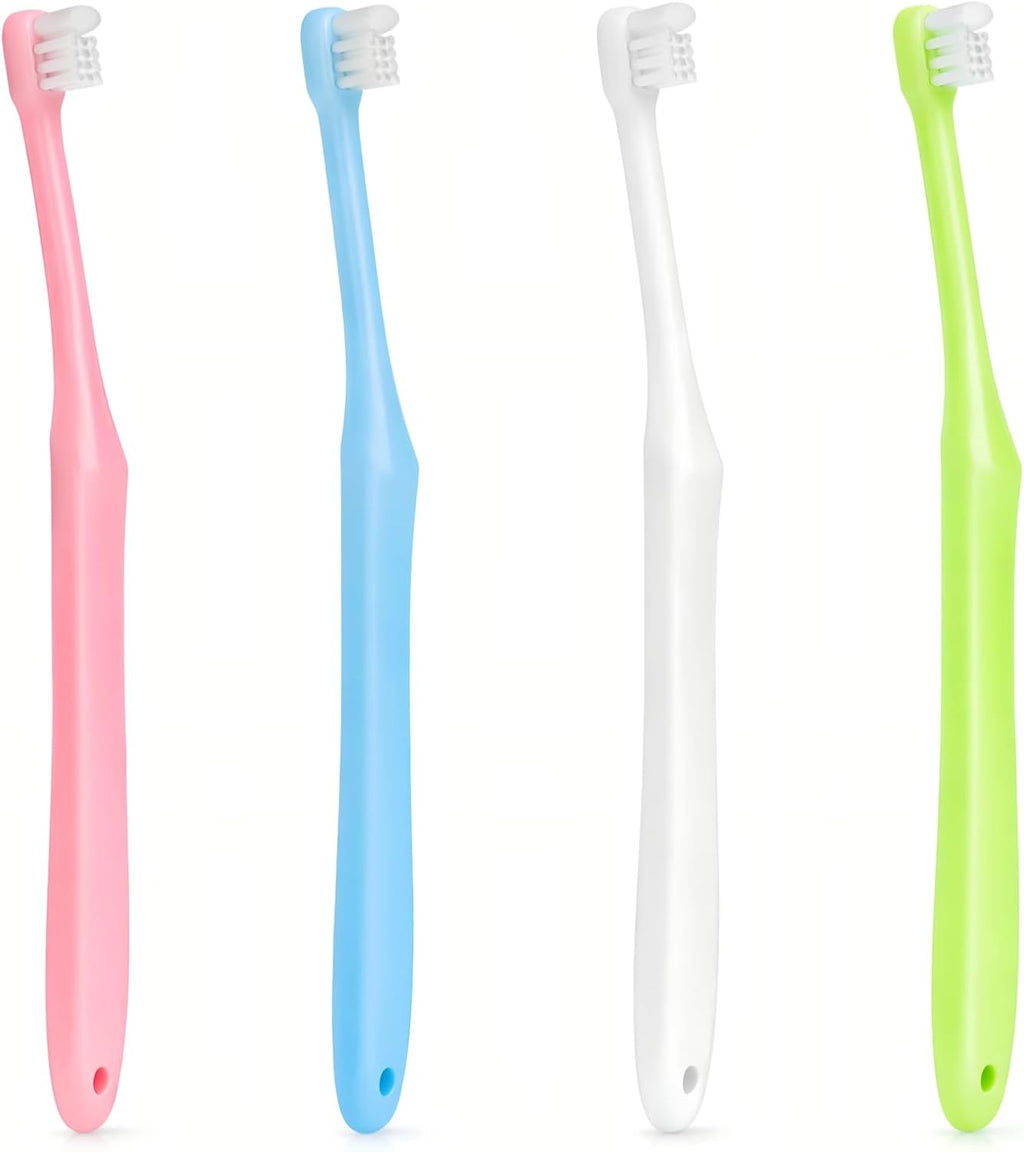 4 Pack End Tuft Toothbrush, Small Head Single Tuft Orthodontic Toothbrush for Wisdom Teeth, Soft Trim Compact Interdental Brush