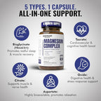 Premium Magnesium Capsules 500mg, High Absorption Formula Chelated Buffered Citrate to Support Digestion, Bone, Sleep & Muscle Health – Magnesium Complex - 120 Capsules