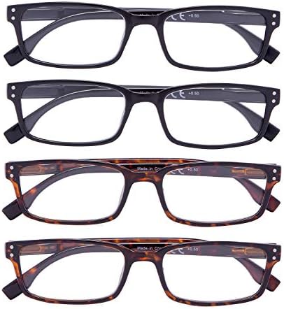 Eyekepper Reading Glasses Women - 4 Pack Comfort Readers Men（2Tortoise-2Black，+1.25）