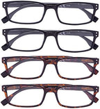Eyekepper Reading Glasses Women - 4 Pack Comfort Readers Men（2Tortoise-2Black，+1.25）