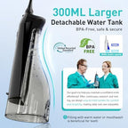 COSLUS Water Dental Flosser Teeth Pick C20: Portable Cordless Oral Irrigator 300ML Rechargeable Travel Irrigation Cleaner IPX7 Waterproof Electric Flossing Machine for Teeth Cleaning