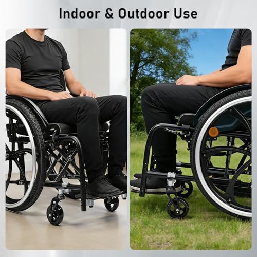 Sports and Leisure Wheelchairs for Adults, Self-propelled Aluminum Alloy Portable Manual Wheel Chair,Transport Wheelchair Lightweight Foldable with Double Brake(B,Seat Width 38cm/15in)