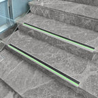 2 Pack 36 in L Shaped Stair Nosing with Green Glow Strip, Outdoor Aluminum Stair Edge Protector, Long Stair Edging Stair Trim, Anti Slip Traction Steps Treads Plate Help Elderly, Kids Walk