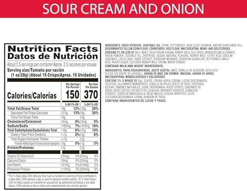 Pringles Potato Crisps Chips, Lunch Snacks, Office and Kids Snacks, Grab N' Go, Sour Cream and Onion, 1.88 Pounds (12 Cans)