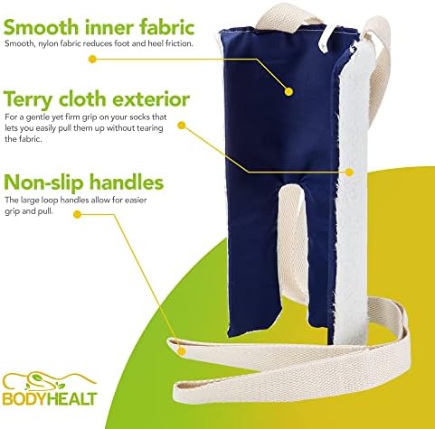 BodyHealt Flexible Sock Aid Tool - Deluxe Dressing Aid for Elderly, Disabled & Diabetic. Pants Assist for Pregnancy - Socks helper with Long Handles - Pulling Assist Device for compression stockings