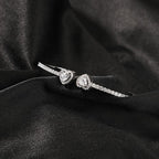 Womens Cute Love Heart Open Cuff Bangle Bracelet 18K Gold Silver Plated Cubic Zirconia Bangle Bracelet, Heart Cuff Bracelet Hip Hop Jewelry Gift for Women