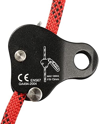 Climbing Rope Grab, High Strength Self Locking Safety Protective, Climbing Ascender Fall Protection Belay Device Climbing Rope Grip Clamp for Rock Climbing Mountaineering(Black)