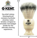 Kent INF1 Infinity Ultra-Soft Silvertex Bristles Shaving Brush Synthetic Bristles Crimped to Emulate Real Badger Bristle for Ultimate Shave Experience Perfect Lather for Shave Cream and Shaving Soap