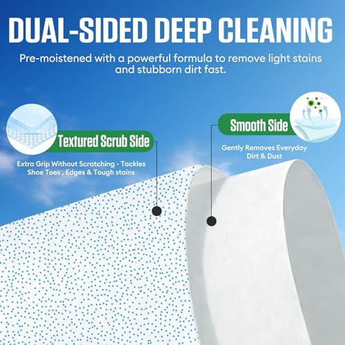 Sneaker Cleaning Wipes, Dual-Sided Instant Shoe Cleaner Wipes for White Sneakers, Waterless Shoe Cleaning Wipes for Leather, Canvas, Mesh & Rubber, Individually Wrapped Travel Shoe Wipes, 35 Count