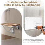 28" Wall Mounted Folding Shower Seat with Stainless Steel Bracket, Structural Stability, 500 lb Capacity, Space-Saving, Teak Shower Bench for Elderly, Disabled, Pregnant Women, Kids