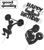 24Pcs Gym Party Cupcake Toppers Glitter Weight Lifting Cupcake Topper Fitness Birthday Party Decorations Gym Workout Cupcake Picks for Gym and Fitness-themed Party Baby Shower Supplies