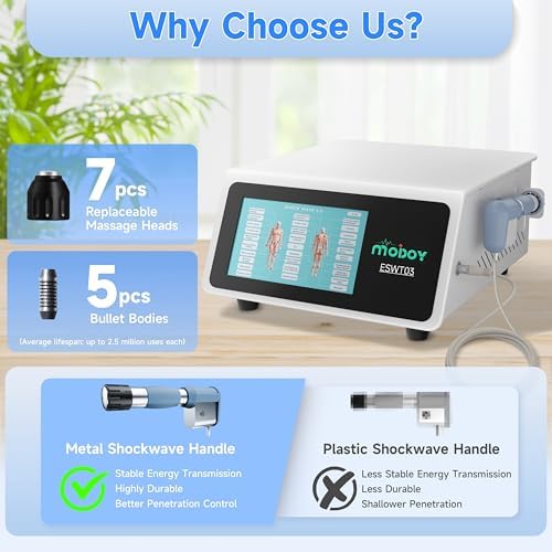 2026 MODOY Advanced Shockwave Therapy Machine, Radial Shockwave FSA or HSA Eligible, Non-Invasive Extracorporeal ESWT Shock Wave Therapy Device, Safe Use, Ideal for Home & Clinical Use(ESWT03_White)