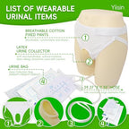 External Catheter for Men,Urine Collection Bag,Portable Reusable Wearable Soft Latex Urinals Drainage Systems with External 3 Catheter Bags,Lengthen the Catheters/Large Diameter