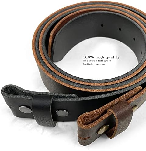 One Piece Full Grain Buffalo/Oil Tanned Leather Belt Strap or Belt, 1-1/2" (38mm) & 1-3/8"(35mm) Wide