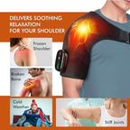 Shoulder Heating Pad Massage - 3 in 1 Cordless Electric Vibration Heated Brace Compression Wrap Massager - Warmer Device to Support Deep Tissue Relief Therapy Rotator Cuff Pain Frozen Arm
