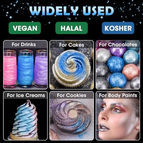 NiHome Edible Food-Grade Glimmer Powder Glitter Luster Dust Metallic Food Decorating Sprinkle Glimmery Dust for Drink Wine Beverage Cake Candy Dessert Bakery Restaurant Vegan (0.18oz/5g, Blue)