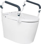 VEVOR Toilet Support Rail, 300LBS Support Toilet Seat Framework, Width Adjustable to Suit Various Toilets, Simple Set-Up, Toilet Grip Bars with Cushioned Armrests for Elderly, Disabled
