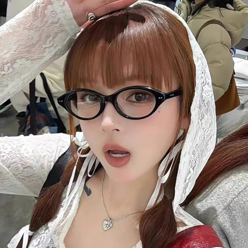 LJCZKA Oval Blue Light Blocking Glasses for Women Small Oval Cat Eye Frame Anti Eyesatrain Computer Eyeglasses Clear Lens