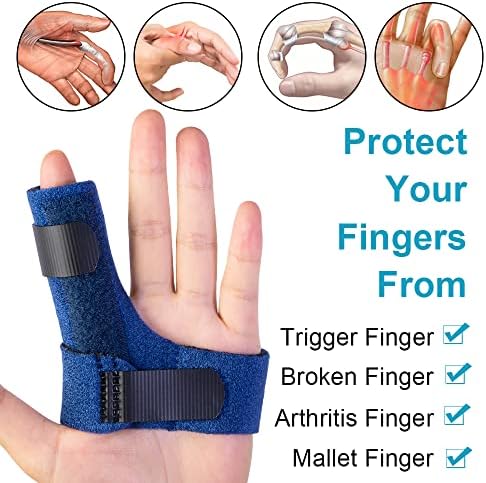 Trigger Finger Splints, Finger Brace with 2 Gel Sleeves for Injured Mallet Finger, Straightening Supports for Sprains Pain Relief, Sports Broken Injury, Dislocated Immobilizer, Knuckle Tendon