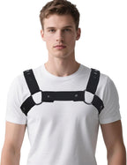 Men's Neoprene Chest Harness with Elastic Shoulder Straps Halloween Costume Belt