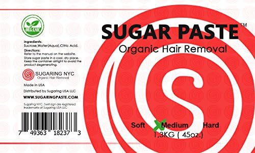 Sugaring Paste - Medium Grade Universal Paste for Large Areas, Back, Shoulders, Arms, Legs + Glove Set