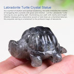 1.8 Inch Labradorite Turtle Crystal Figurines, Hand-Carved Healing Crystal Turtle Divination Decor, Stone Tortoise Memorial Gifts for Women and Men