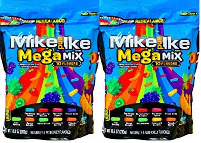 NEW Mike And Ike Original Fruits & 10 Flavor Mega Mix- 10 oz. Bags Full Of Sweet Fruity Treats (Mega Mix, 2)