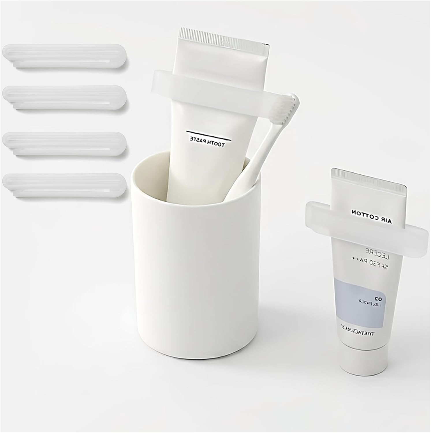 4-Pack Toothpaste Squeezer – PP Toothpaste Tube Squeezers, Toothpaste Dispenser & Tube Squeezer Tool for Bathroom, Works with Creams, Cosmetics in Tubes
