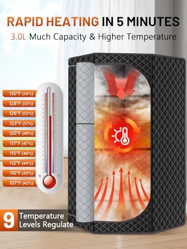 Portable Sauna Box for Home, Personal SPA Steam Sauna with 10 Min Fast Heating & 9 Levels Heat, Warm Sauna Tent with 3L/1500W Steamer, Folding Chair, Remote Control for Body Relaxation