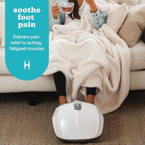 Homedics Shiatsu Air 2.0 Foot Massager with Soothing Heat and Rhythmic Air Compression, 3 Customized Controls and Intensities, Washable Liner, at-Home Kneading Massage Relaxes Feet, 3 Speed Options