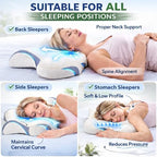 Memory Foam Pillow for Neck Pain Relief – Ergonomic Contour Bed Pillow with Variable Height, Washable Pillowcase, Cervical Neck Cushion for Side, Back & Stomach Sleepers, Hypoallergenic Slow Rebound