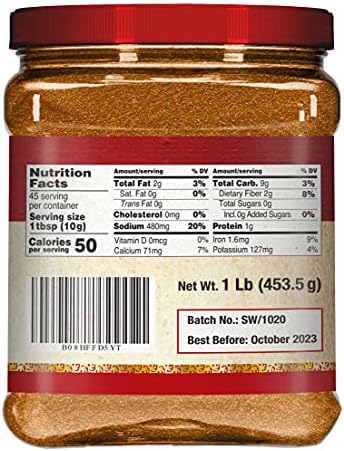 Spicy World Garam Masala Powder 1 Pound Bulk Jar - 16 Ounce - 15 Premium Indian Spice Blend, Salt Free