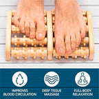 TheraFlow Foot Massager for Plantar Fasciitis Relief - Mom Gifts for Women & Gifts for Dad, Wooden Foot Roller Massager with Deep Tissue & Reflexology Nubs (Includes Reflexology Chart)