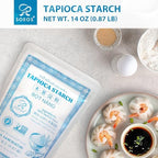 Soeos Tapioca Flour Starch, 14 Ounce, All Natural Tapioca Starch for Baking, Cooking & Boba Pearls, Thickens and Enhances Texture, Vegan, Gluten Free