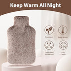 Hot Water Bottle with Luxury Cosy Faux Fur Cover, 2L Leakproof Hot Water Bag for Neck, Shoulder Pain Relief, Hot and Cold Therapies for Women,Men, Brown