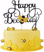 LaVenty Happy Bee Day Cake Topper Bumble Bee Cake Topper Bumble Bee Themed Party Happy Supplies Bumble Bee Decoration