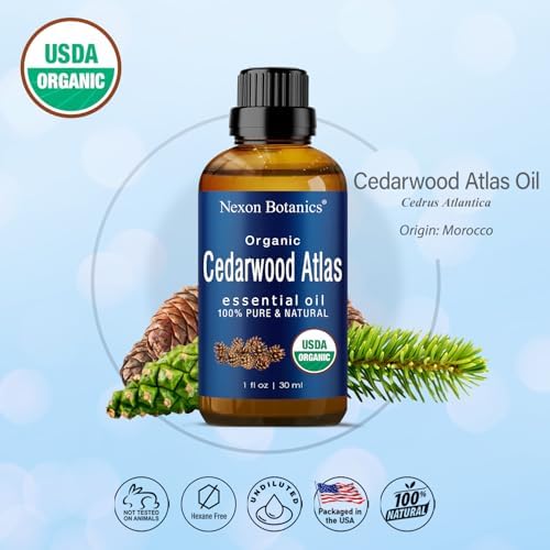 Organic Cedarwood Essential Oil 30 ml - Pure, Natural Oils for Aromatherapy, Diffusers, DIY, Candle and Soap Making Scent - Nexon Botanics