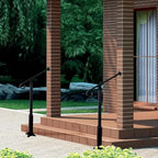 Stair Handrail Wrought Iron, Step Handrail Safety Non-Slip and Rust Resistant, Wall-to-Floor Mounted Handrail Fits 1-2 Steps for Indoor or Outdoor Stairs