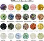 Yephac Gemstone Chips Beads DIY Jewelry Making, Healing Crystals Polishing Crushed Irregular Shaped Beads with Box(24 Colors-1)