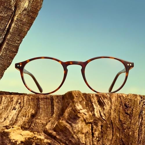 2SeeLife Small Round Reading Glasses for Men & Women – Narrow-Medium Fit, Sturdy Frame, Spring Hinges, Premium Retro Readers, Brown Tortoise, +2.00