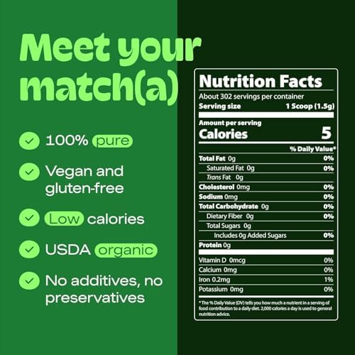 DrinkMatcha Organic Matcha Green Tea Powder 1 LB 100% Pure Matcha | Nothing Added | Perfect for Lattes, Smoothies, Baking (16 Ounce)