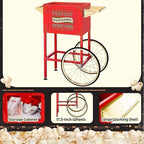Great Northern Popcorn Company 5995 10 oz. Perfect Popper Popcorn Machine with Cart - Red (5995 GNP Red 10oz. Full)