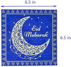 Navy Blue Eid Mubarak Letter Design Ramadan Mubarak Themed Paper Napkins for Eid Mubarak Party Table Supplies Decorations(6.5 in, 24-Pack)
