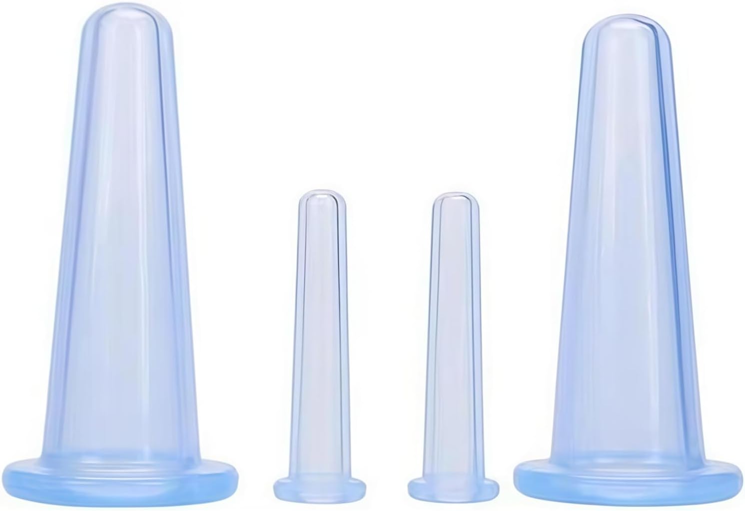 4Pcs Massage Cupping Set Silicone Mini Facial Cups Face Massager Helper Skin Care Neck Back Eyes Massaging Cup Safe to Use, Don't Worry About Burns Health Care Products (Blue)