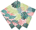Pack of 20 Pastel Tropical Palm Leaf Paper Napkins | Disposable Serviettes, Tableware For Indoor or Outdoor Dining, Birthday, Garden Party, Summer, BBQ, Picnic, Safari, Hawaiian, Decoupage