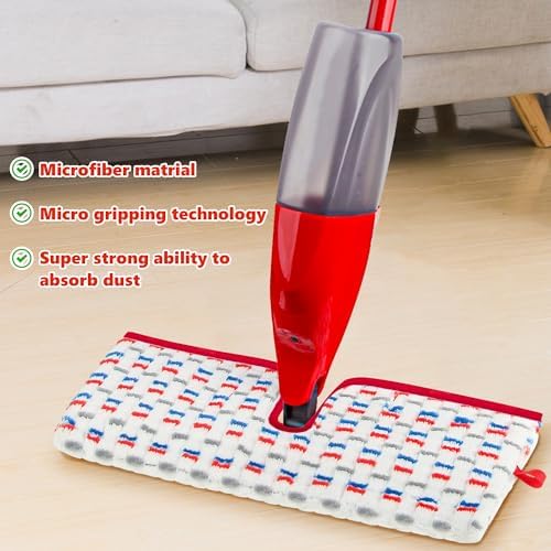 4 Pack Mop Refill Pads Compatible with O-Cedar ProMist MAX Spray Mop Reusable Pads Refills Microfiber Replacement Heads Dry Wet Use Double Sided Machine Washable for All Surface Floor Cleaning
