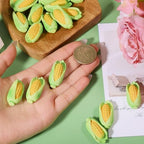 CHGCRAFT 24Pcs Miniature Corn Resin Miniature Vegetable Yellow Mini Corn for Home Kitchen Photography Party Decoration