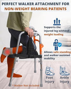 Walker Knee Sling, Adjustable Knee Rest with Padding for Surgery Recovery, Alternative to Crutches & Knee Scooters for Non Weight Bearing, Walker Accessories for Ankle/Foot Injuries