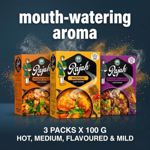 Rajah Curry Powder Variety Pack Bundle - Includes Medium, Hot, and Mild Curry Powders - Authentic South African Spices