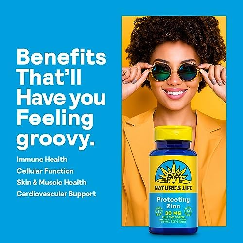 Nature's Life Zinc Picolinate 30mg Plus 2mg of Copper - Chelated Zinc Supplement for Immune, Cardiovascular, Skin, Cellular Function, and Muscle Support - 60-Day Guarantee - 50 Servings, 50 Capsules